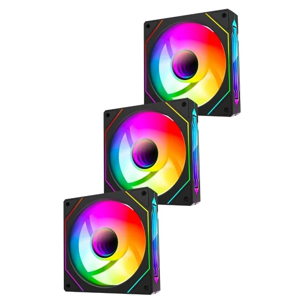 Rampage 7c-120s 120x120x25mm Double Ring Aynalı Argb Siyah 3 Lü Set Kasa Fanı Set - Görsel 6