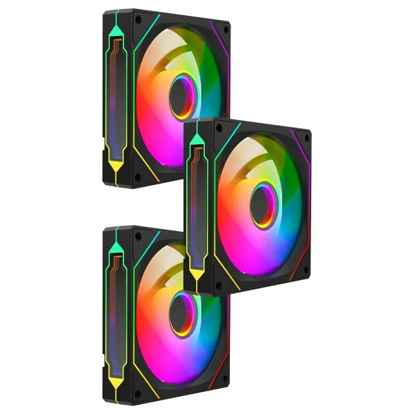 Rampage 7c-120s 120x120x25mm Double Ring Aynalı Argb Siyah 3 Lü Set Kasa Fanı Set - Görsel 2