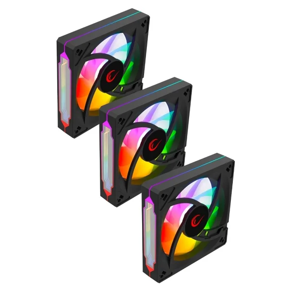 Rampage 7c-120s 120x120x25mm Double Ring Aynalı Argb Siyah 3 Lü Set Kasa Fanı Set - Görsel 3