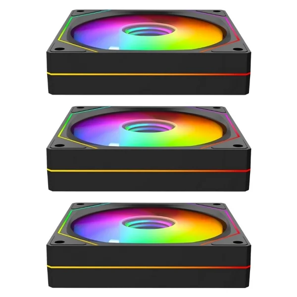 Rampage 7c-120s 120x120x25mm Double Ring Aynalı Argb Siyah 3 Lü Set Kasa Fanı Set - Görsel 4