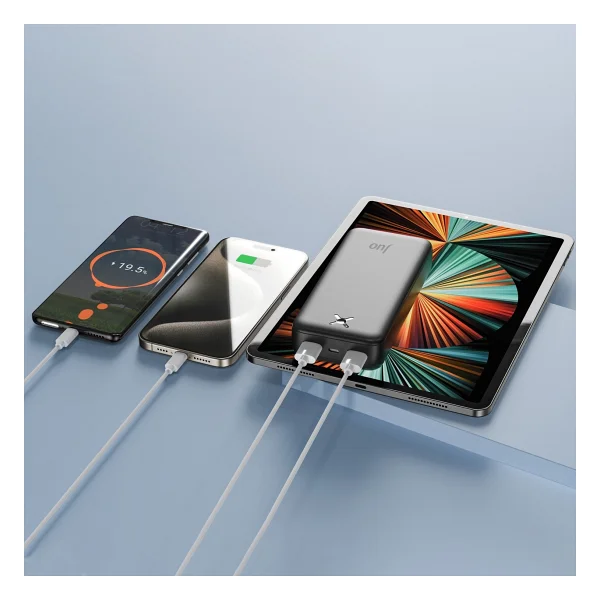 Juo 20000mah 10.5w Çift USB-A Çıkışlı Powerbank Taşınabilir Hızlı Şarj Cihazı Siyah - Görsel 3