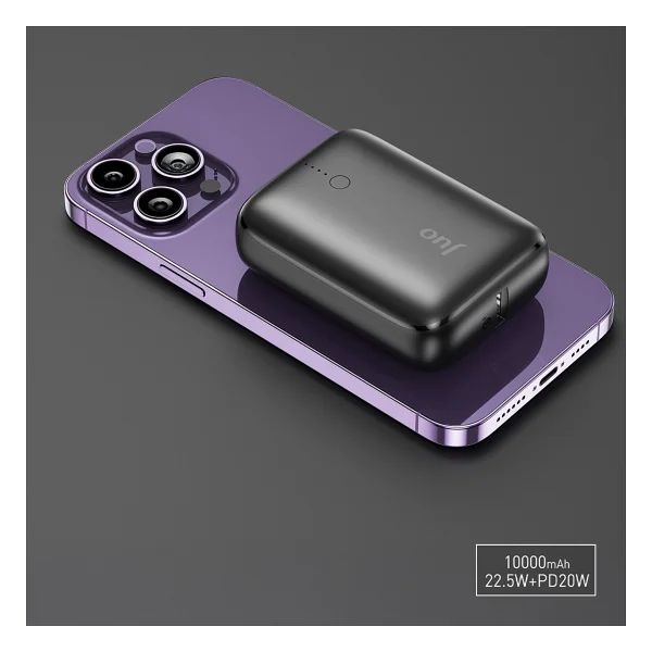 Juo 10000mah 22.5w USB-A + USB-C Powerbank Taşınabilir Hızlı Şarj Cihazı Siyah - Görsel 3