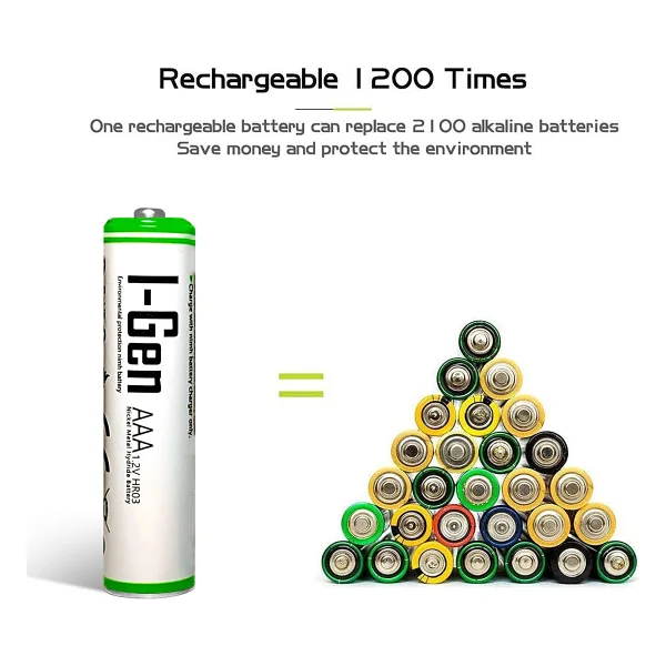 I-Gen Batteries 1.2 V 900 mAh 4'lü Şarjlı Aaa İnce Kalem Pil - Görsel 6