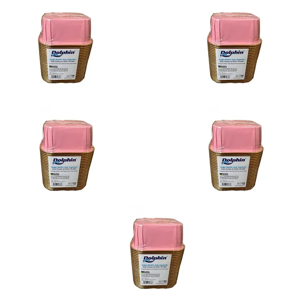 Dolphin Muffin Kare Kağıt Pembe Altın Cupcake Kek Kalıbı Kapsülü Kabı - 25 Adetlik 10 Paket - Görsel 8
