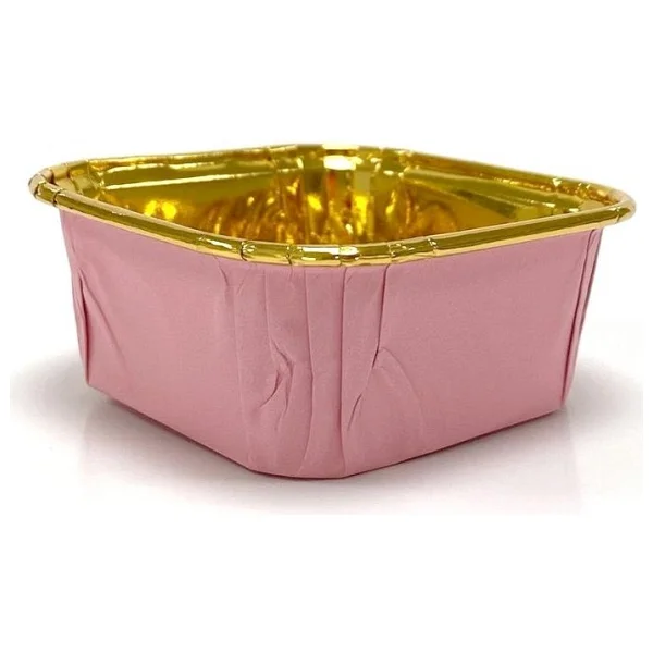 Dolphin Muffin Kare Kağıt Pembe Altın Cupcake Kek Kalıbı Kapsülü Kabı - 25 Adetlik 10 Paket - Görsel 5