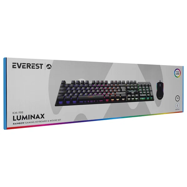 Everest Km-198 Luminax Siyah Gökkuşağı Aydınlatmalı Q Gaming Oyuncu Klavye + Mouse Set - Görsel 10