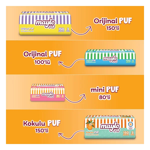 Maylo Puf Mandalina Kokulu Mendil 150'li - Görsel 3