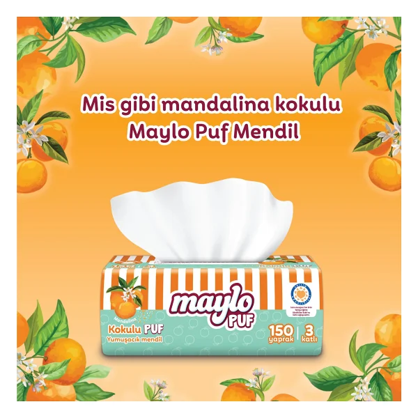 Maylo Puf Mandalina Kokulu Mendil 150'li - Görsel 4