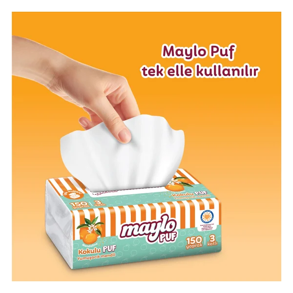 Maylo Puf Mandalina Kokulu Mendil 150'li - Görsel 7