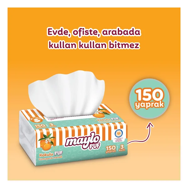 Maylo Puf Mandalina Kokulu Mendil 150'li - Görsel 8