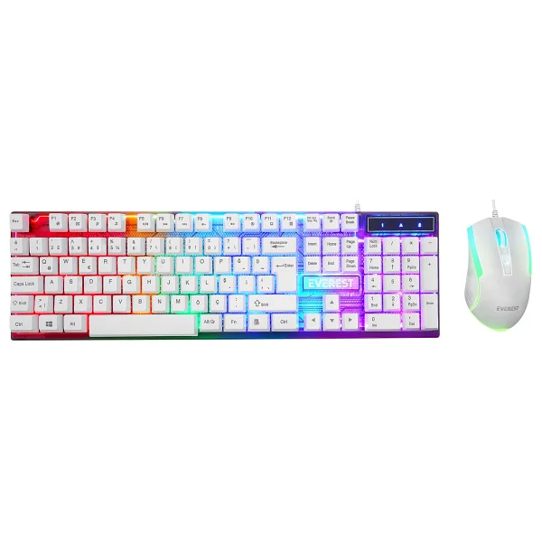 Everest Km-198 Luminax Beyaz Gökkuşağı Aydınlatmalı Q Gaming Oyuncu Klavye + Mouse Set - Görsel 8
