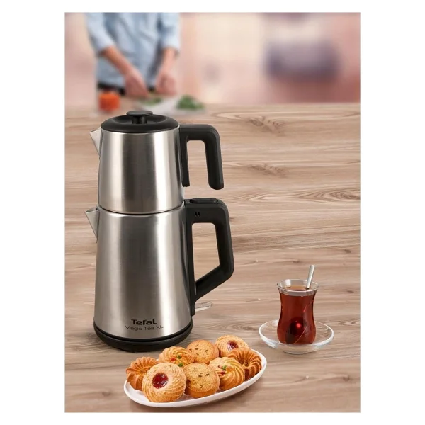 Tefal XL Aile Boyu Kapasite Paslanmaz Çelik Çay Makinesi, 1,2 L Çaydanlık Ve 1,8 L Su Isıtıcı, Sıcak Tutma Fonksiyonu, Otomatik Kapanma, Onerous Marka Hediyeler - Metal - Görsel 6