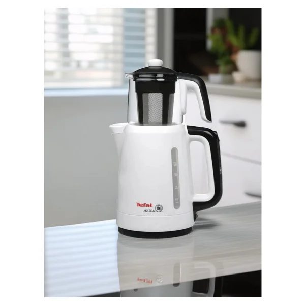 Tefal Cam Demlikli Çay Makinesi, 0.9 L Kapasiteli Cam Demlik, 1.9 L Su Isıtıcı Haznesi, Şık Tasarım, Otomatik Kapanma, Onerous Marka Hediyeler - Beyaz - Görsel 2