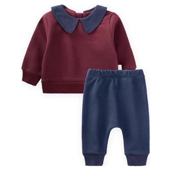 Cigit Bebe Yakalı Sweatshirt Takım 0-3 Yaş Bordo - Görsel 4