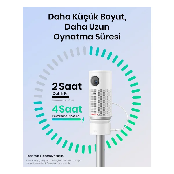 Anker Nebula Capsule Air 150 Lümen Beyaz HD Wi-Fi Taşınabilir Mini Projeksiyon Cihazı - Görsel 3
