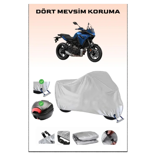 Yamaha Tracer 7 İçin Arka Çanta Ve Kilit Uyumlu Gri Motosiklet Branda, Güvenli - Görsel 7