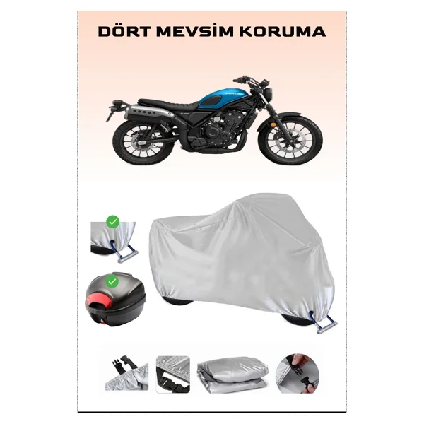 Honda Cl 250 İçin Arka Çanta Ve Kilit Uyumlu Gri Motosiklet Branda, Güvenli - Görsel 7