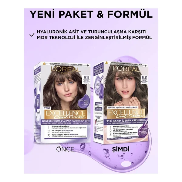L'oreal Paris Excellence Cool Creme 6.11 Ekstra Küllü Koyu Kumral Saç Boyası - Görsel 4