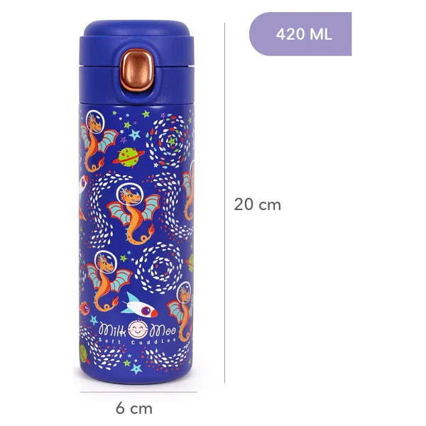 Milk&Moo Ponix 420 Ml Çelik Çocuk Matarası - Görsel 5