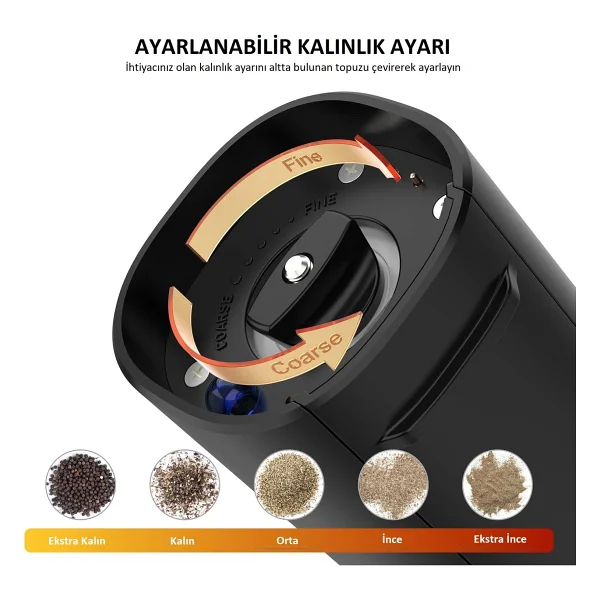 Bright Elegance Be-2220 2'li Standlı Pilli Tuz Ve Karabiber Öğütücü - Görsel 3