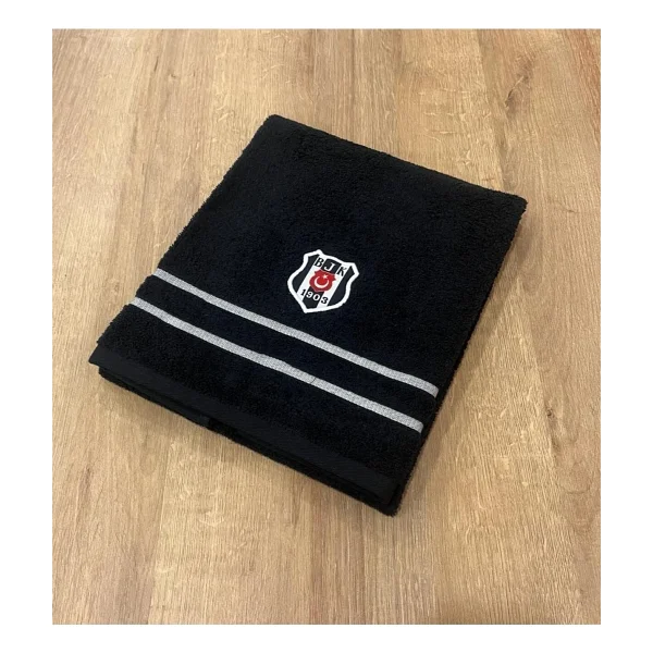 Taç Beşiktaş Arma 50x90 Cm Pamuk Yüz Havlusu Nakışlı Desenli Şık Tasarım - Siyah - 50 X 90 Cm - Görsel 4