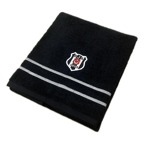 Taç Beşiktaş Arma 50x90 Cm Pamuk Yüz Havlusu Nakışlı Desenli Şık Tasarım - Siyah - 50 X 90 Cm - Görsel 3