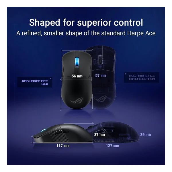 Asus Rog Harpe Ace Mini Şarjlı Optik Kablolu/Kablosuz Oyuncu Mouse - Görsel 2