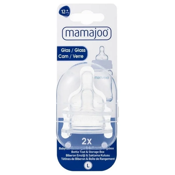 Mamajoo Cam Antikolik Biberon Emziği Seti 12 Ay+ Hızlı Akışlı, İkili - Saklama Kabı Hediyeli - 12+ Ay - Görsel 4