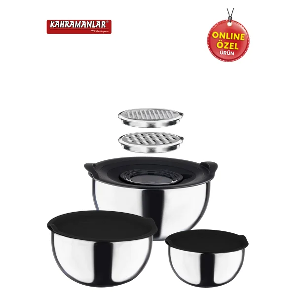 Kahramanlar Chef Mix 9 Parça Rendeli Saklama Karıştırma Kabı - Görsel 2