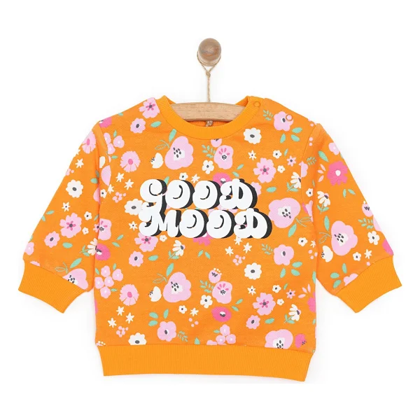 Civil Baby Çizgi Emp. Çiçek Nakışlı 6-18 Ay Sweatshirt - Bej 6-9 Ay - Görsel 4