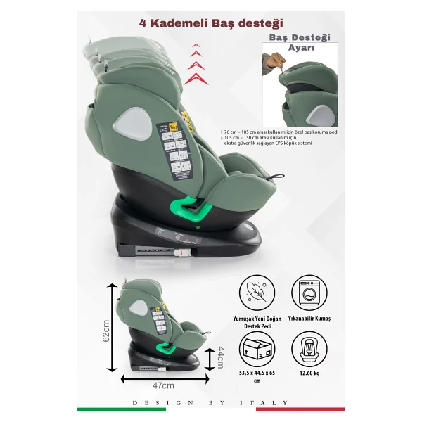 Prego Tronfix I-Size Yeşil 0-36 Kg Oto Koltuğu - Görsel 8