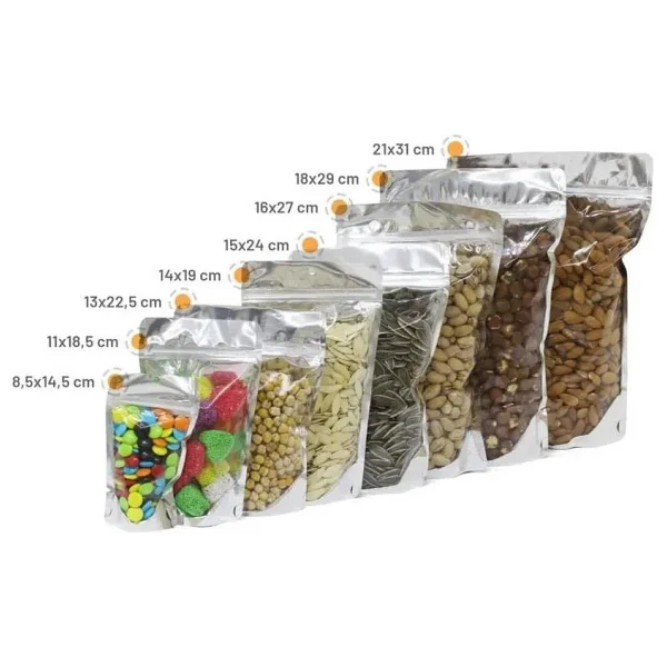 Doypack Pencereli Metalize Kilitli Kese Kağıdı - 250 Gramlık - 13x22x7 Cm. - 20 Adetlik 1 Paket - Görsel 5