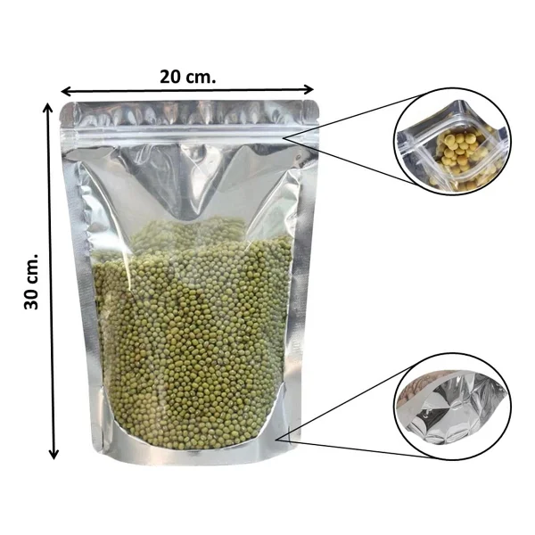 Doypack Pencereli Metalize Kilitli Kese Kağıdı - 1000 Gramlık - 20x30x8 Cm. - 100 Adet - Görsel 3