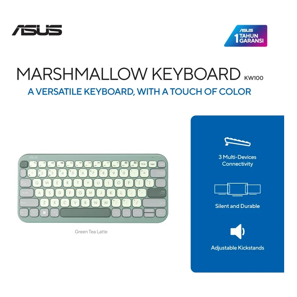 Asus Marshmallow Kw100 Tkl Q Yeşil Kablosuz Klavye - Görsel 2