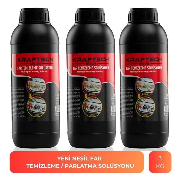Kraftech Yeni Nesil Premium I Buharlı Far Temizleme Sıvısı Ve Parlatma Solüsyonu I Kloroform Uyumlu 3 Kg - Görsel 8