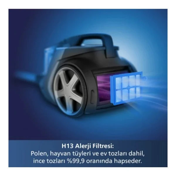 Philips Marathon Otomatik Açılma/Kapanma Özellikli Powercyclone 10 Yüksek Emiş Gücü Triactive+LED, Başlıklı Premium Toztorbasız Süpürge +Philips Turbo Fırça +Yedek Filitre - Yeşil - Görsel 4