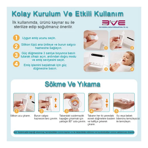 Optinell Elektrikli & Şarjlı Kare Bebek Burun Aspiratörü - Görsel 2