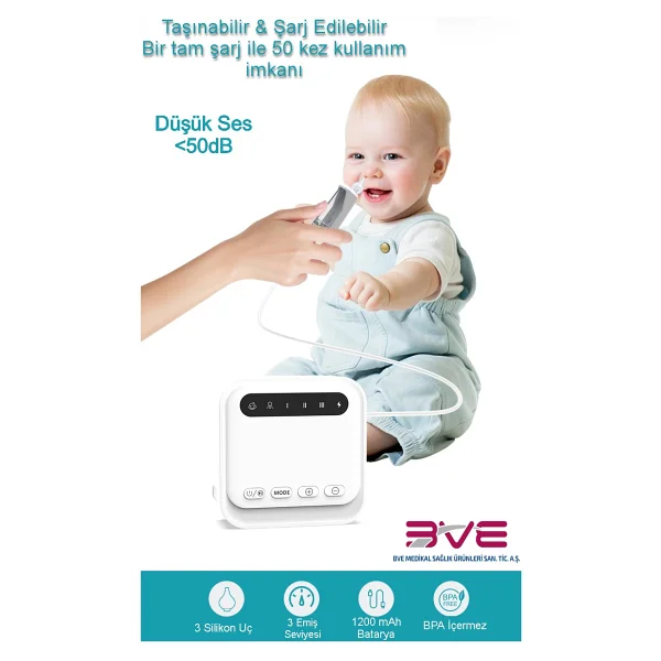 Optinell Elektrikli & Şarjlı Kare Bebek Burun Aspiratörü - Görsel 4
