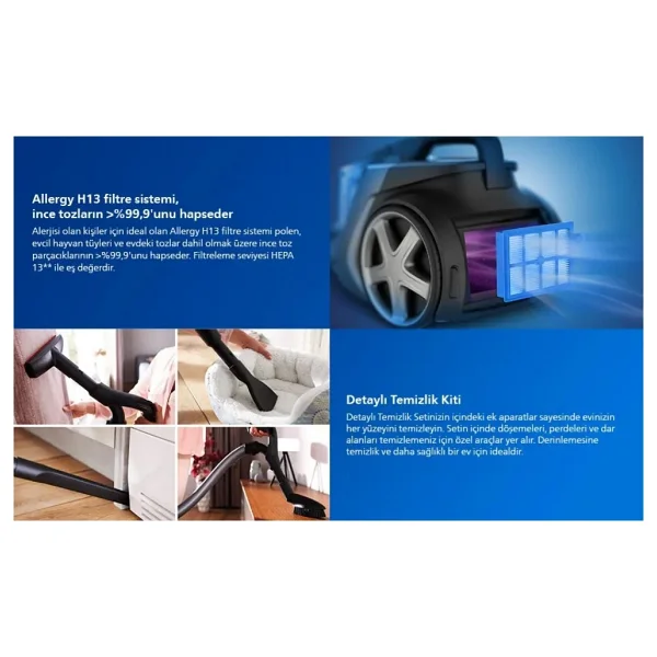 Philips Kumandalı Üst Düzey Torbasız Teknoloji Xb9145 Marathon Ultimate Toz Torbasız Süpürge+ Halı Döver Turbo Başlık + Islak Kuru Traş Makinesi Hediyeli - Antrasit - Görsel 3