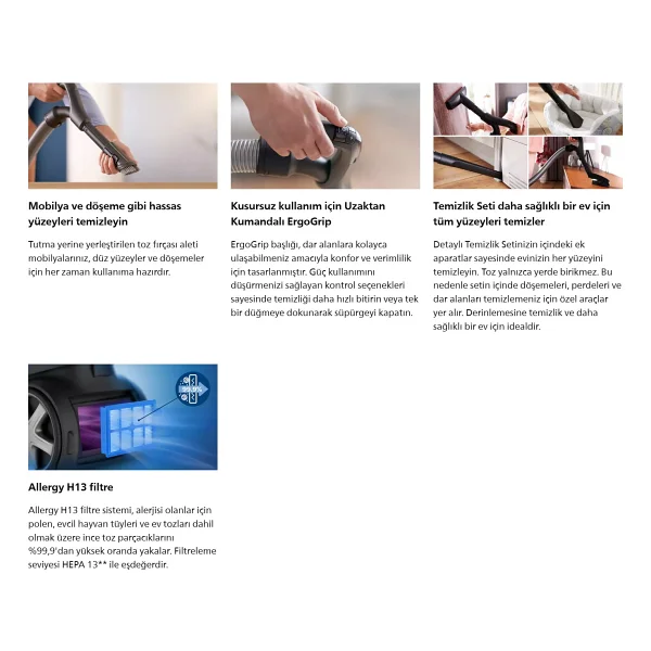 Philips Kumandalı Üst Düzey Torbasız Teknoloji Xb9145 Marathon Ultimate Toz Torbasız Süpürge+ Halı Döver Turbo Başlık + Islak Kuru Traş Makinesi Hediyeli - Antrasit - Görsel 8