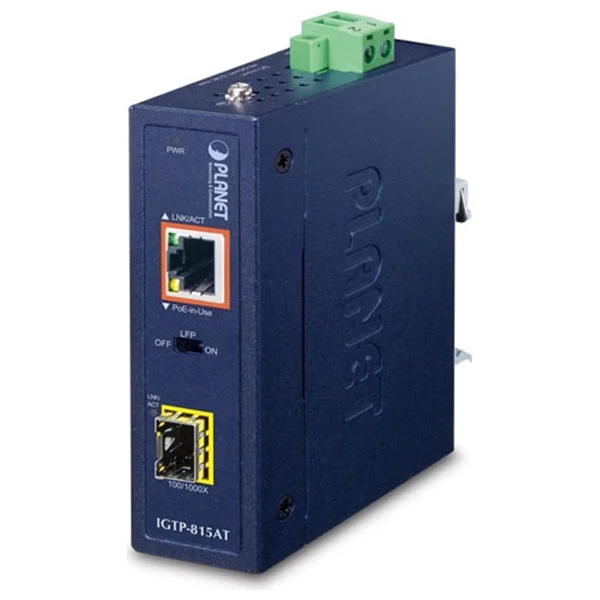 Planet Industrial Compact 100/1000base-X To 10/100/1000base-T 802.3at Poe+ Media Converter - Görsel 2
