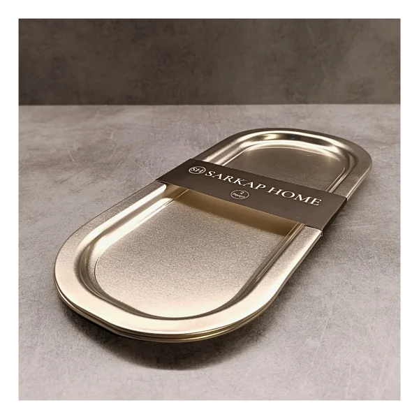 Sarkap Home 16x35 Cm 2'li Oval Sunumluk Tepsi - Silver - Görsel 6