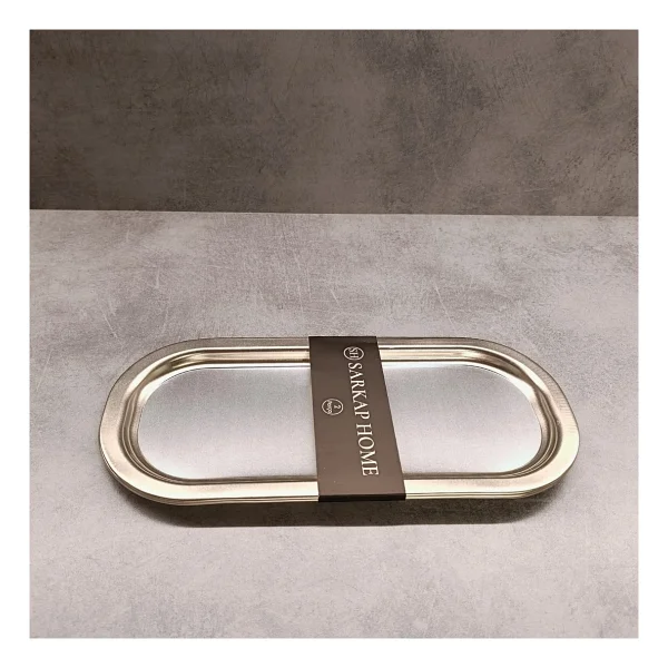 Sarkap Home 16x35 Cm 2'li Oval Sunumluk Tepsi - Silver - Görsel 7