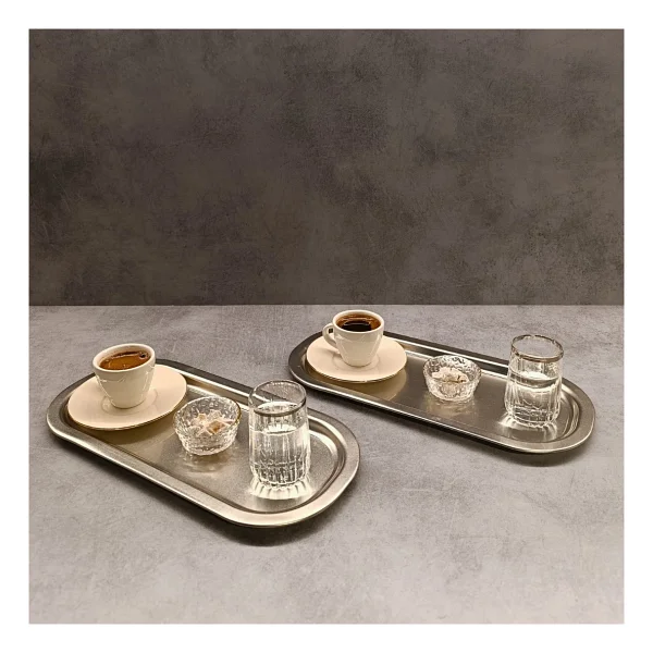 Sarkap Home 16x35 Cm 2'li Oval Sunumluk Tepsi - Silver - Görsel 8