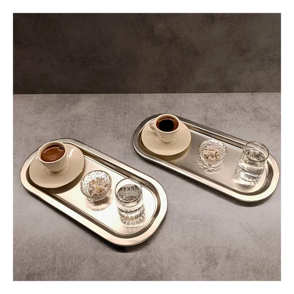 Sarkap Home 16x35 Cm 2'li Oval Sunumluk Tepsi - Silver - Görsel 9