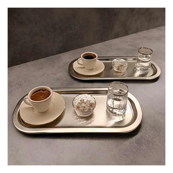 Sarkap Home 16x35 Cm 2'li Oval Sunumluk Tepsi - Silver - Görsel 10