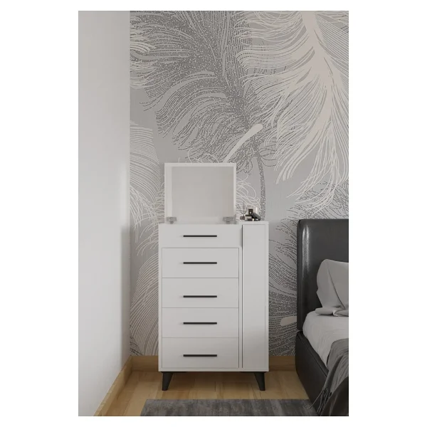 Aymobsan Rose Aynalı Makyaj Masası, Şifonyer, Etijer, Çok Amaçlı Takı Dolabı, Atlantik Çam - Görsel 6