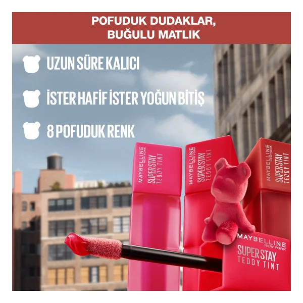 Maybelline New York Super Stay Teddy Tint Mat 40 Petalcore Likit Ruj - Görsel 4