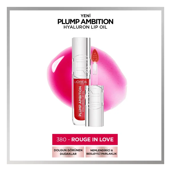 L'oreal Paris Plump Ambition Hyaluron Nemlendirici 380 Rouge In Love Dudak Parlatıcısı - Görsel 6
