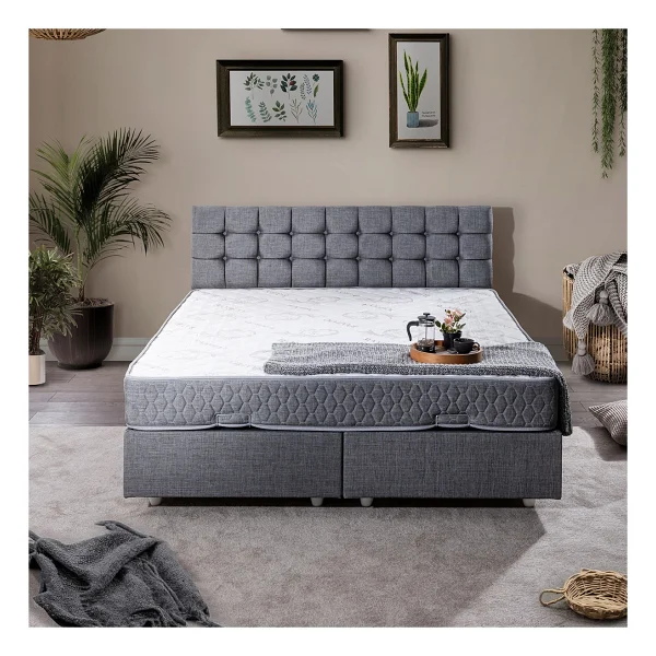 Venedik Ikili Set Çift Kişilik Baza Başlık - Gri - 180 X 200 Cm - Görsel 2